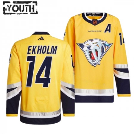 Nashville Predators Trikot Mattias Ekholm 14 Adidas 2022-23 Gelb Reverse Retro 2.0 Authentic - Kinder